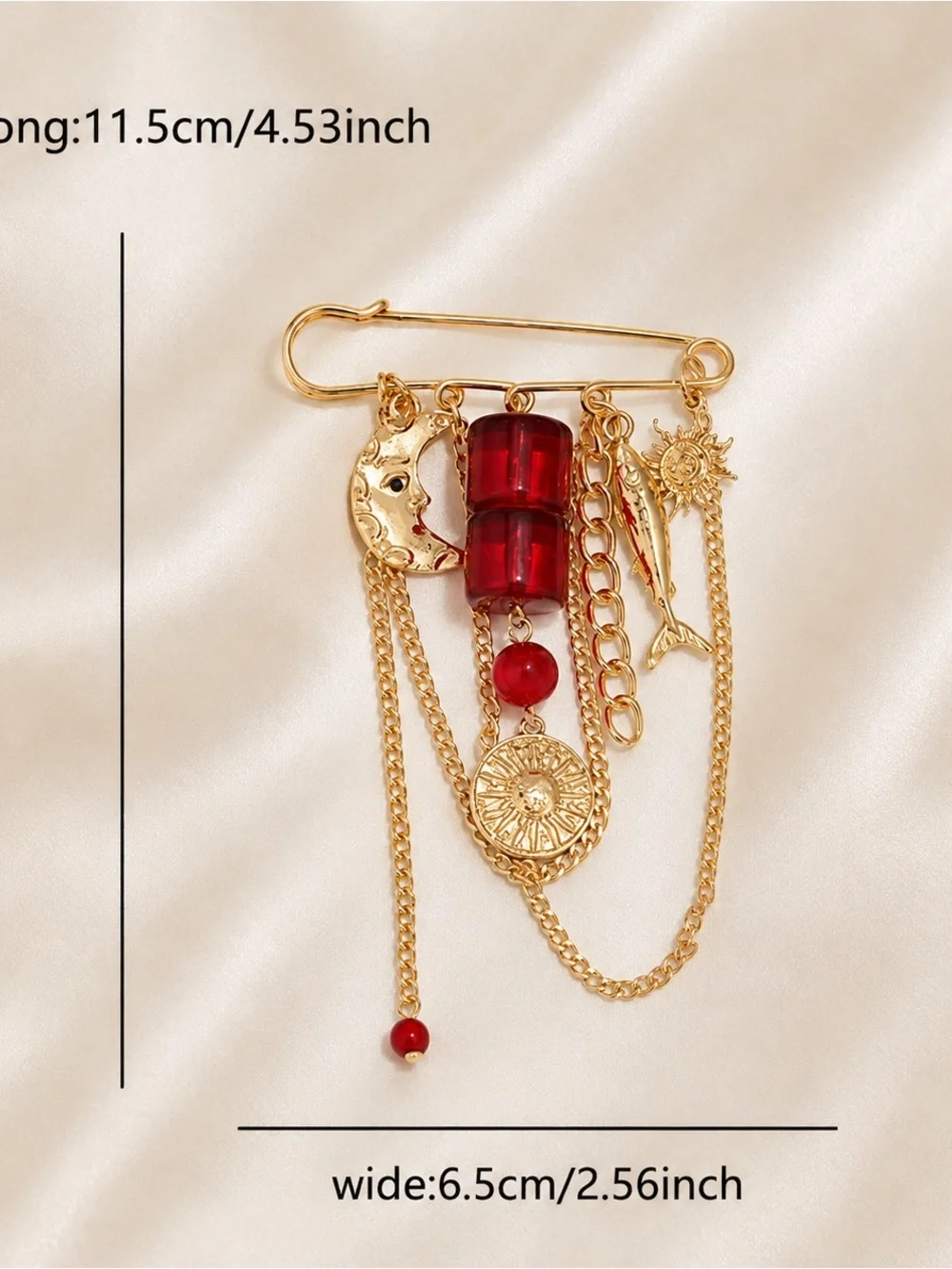 Gold Multi Chain Safety Pin Brooch